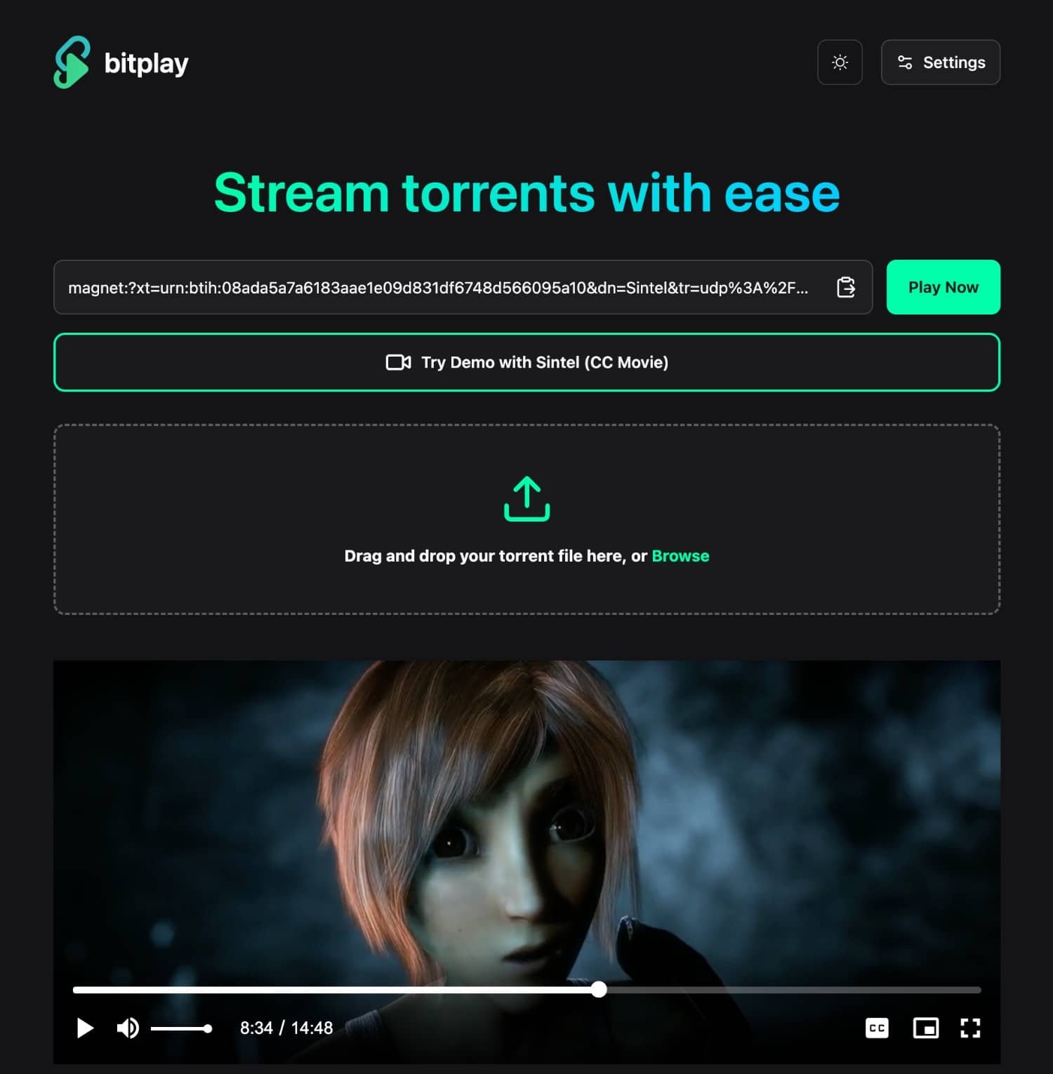 「BitPlay」无需下载，浏览器在线播放 BT种子和磁力链接