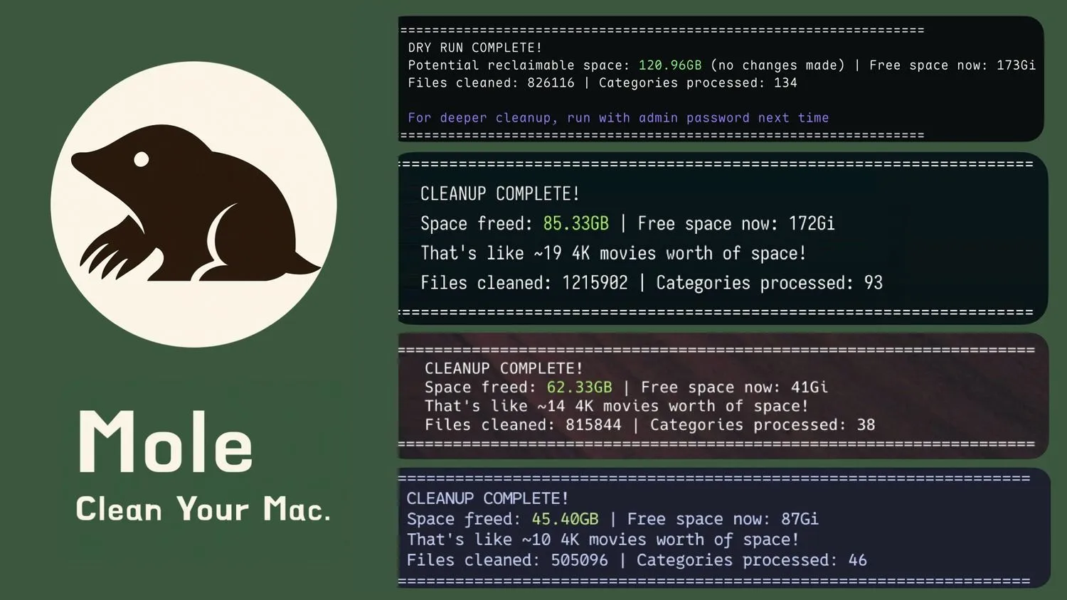「Mole」Mac系统的轻量级全能终端清理优化神器