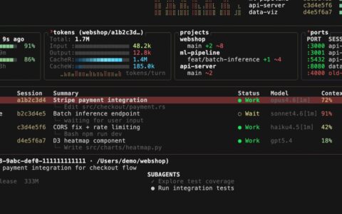 「abtop」AI Coding Agent 版 btop：一屏监控 Claude Code、Codex CLI、OpenCode 会话