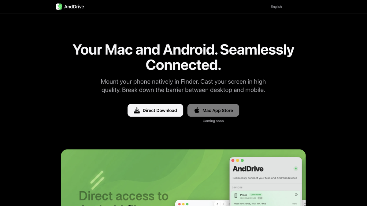 「AndDrive」把 Android 手机挂进 Mac Finder：文件管理、镜像和剪贴板同步一站搞定