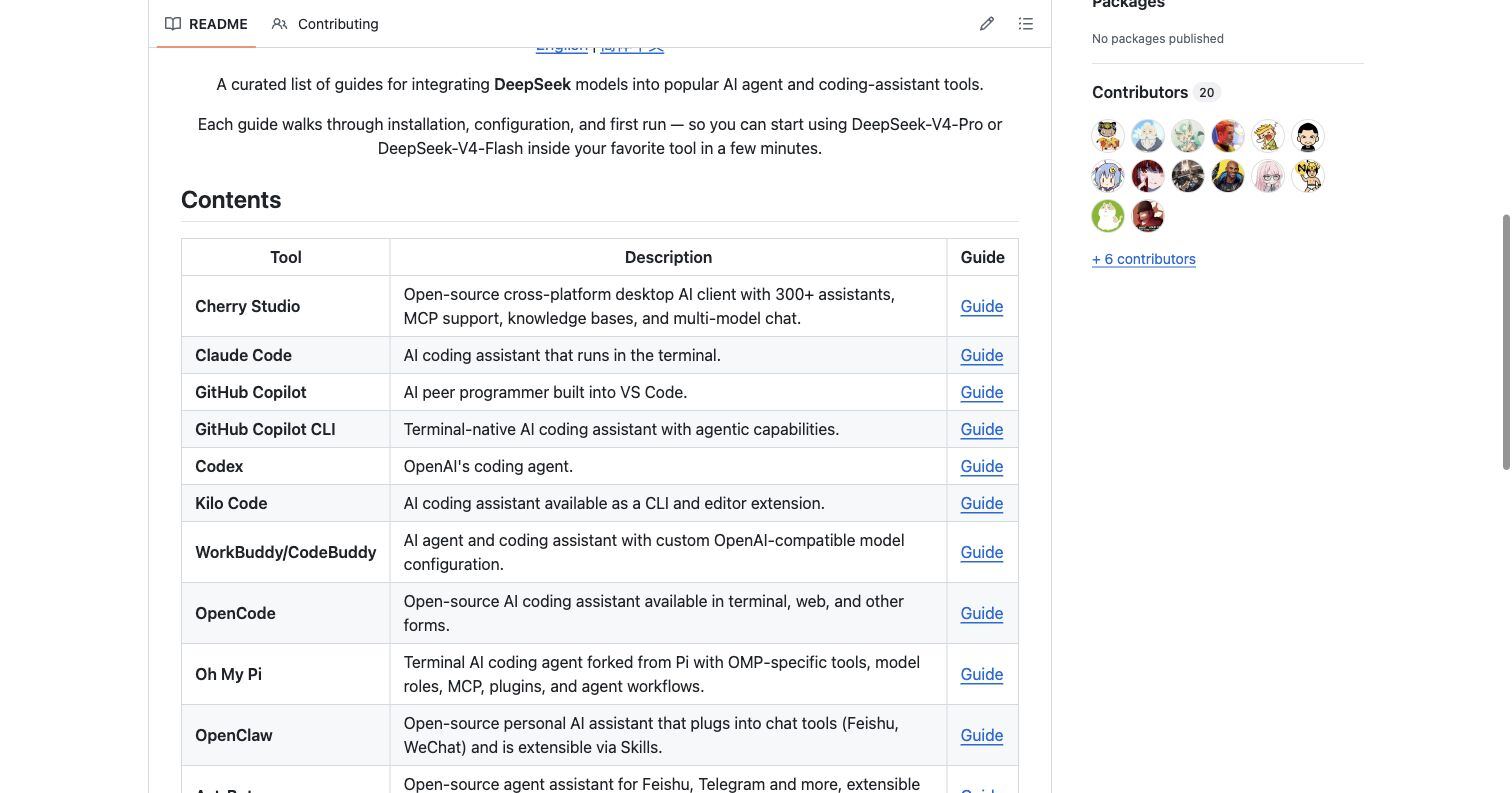 Awesome DeepSeek Agent 支持的工具列表