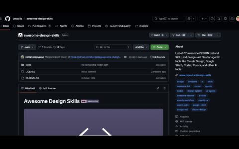 「awesome-design-skills」67 个给 Codex、Cursor、Claude Code 用的设计技能文件