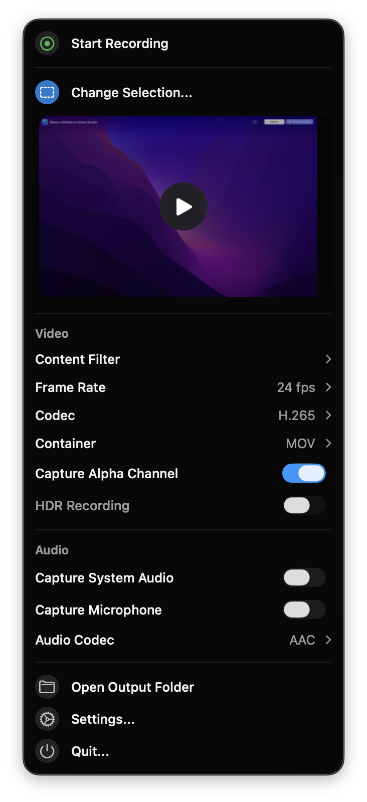 BetterCapture 录屏界面