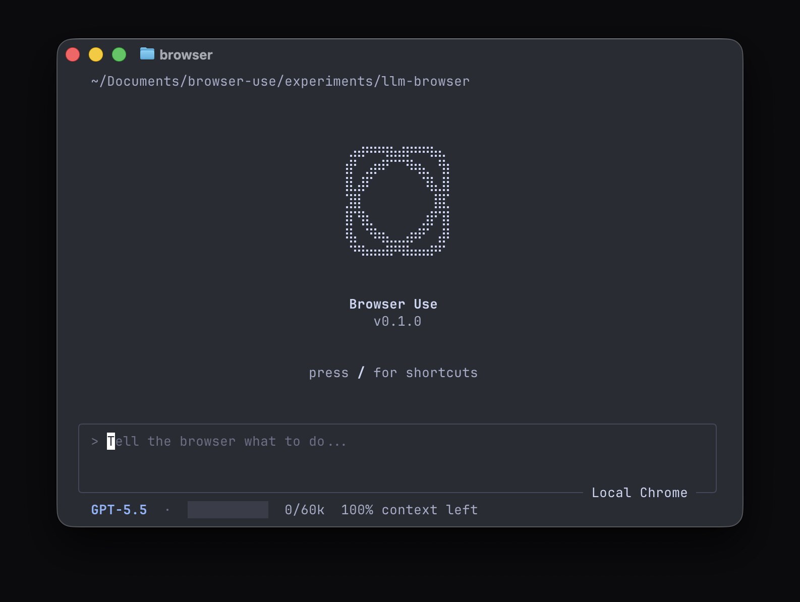 Browser Use Terminal 终端界面预览