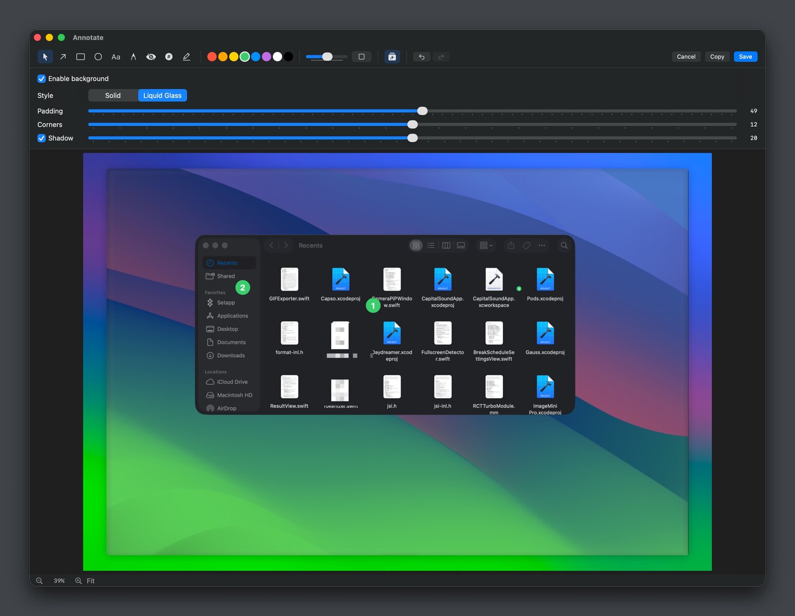 Capso 的 macOS 截图美化与标注界面