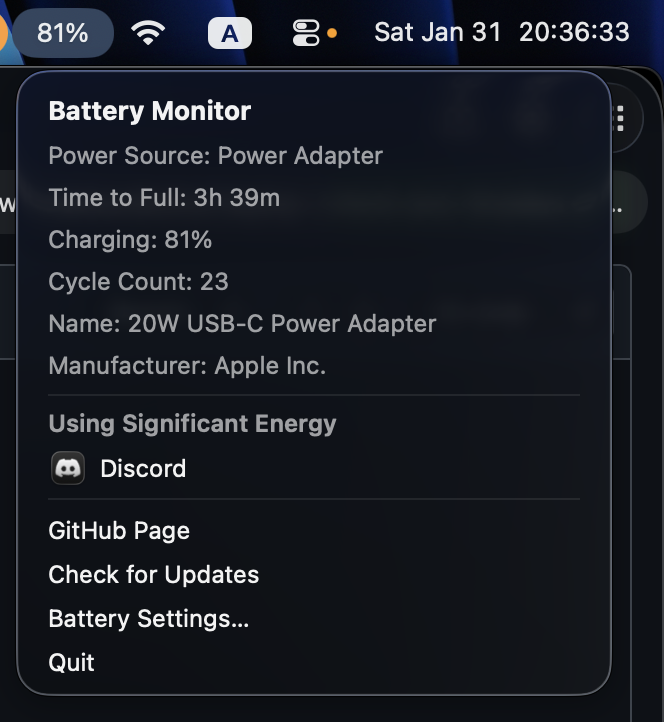 ChargeMonitor 菜单栏弹窗