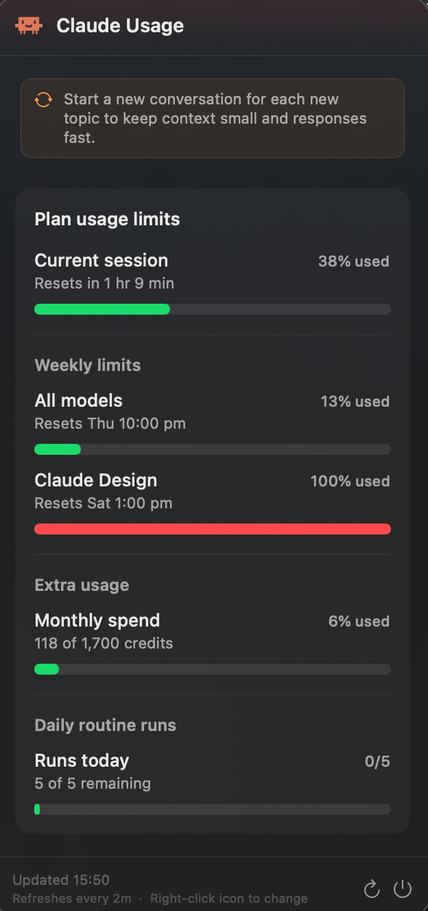 Claude Usage Monitor 用量面板