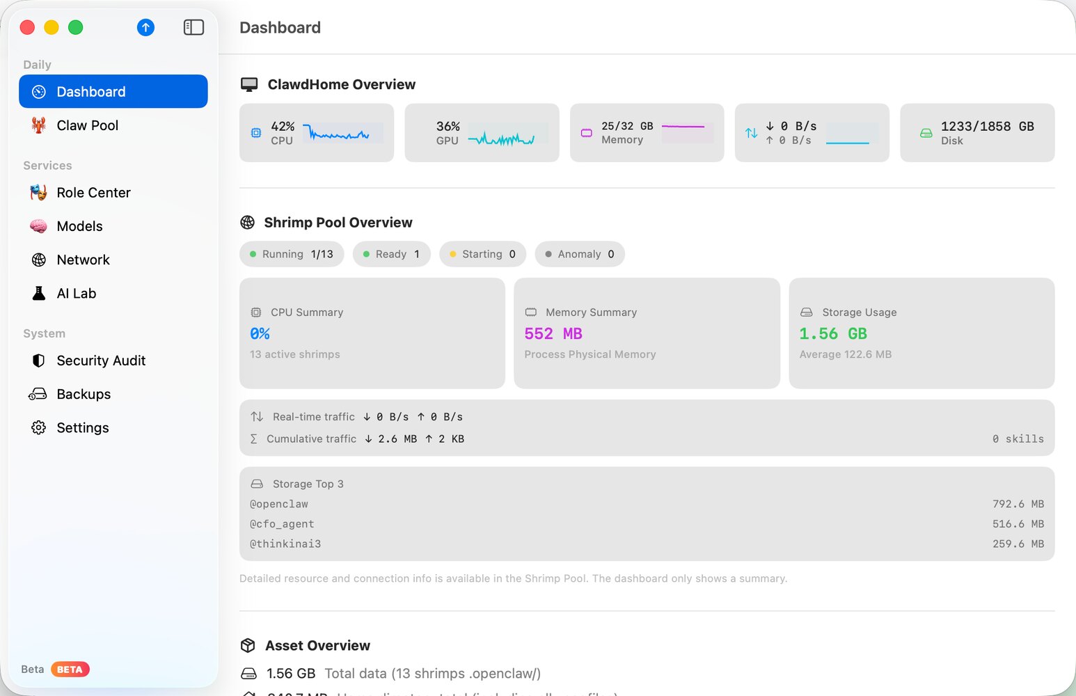 ClawdHome macOS 多 Agent 控制台 Dashboard