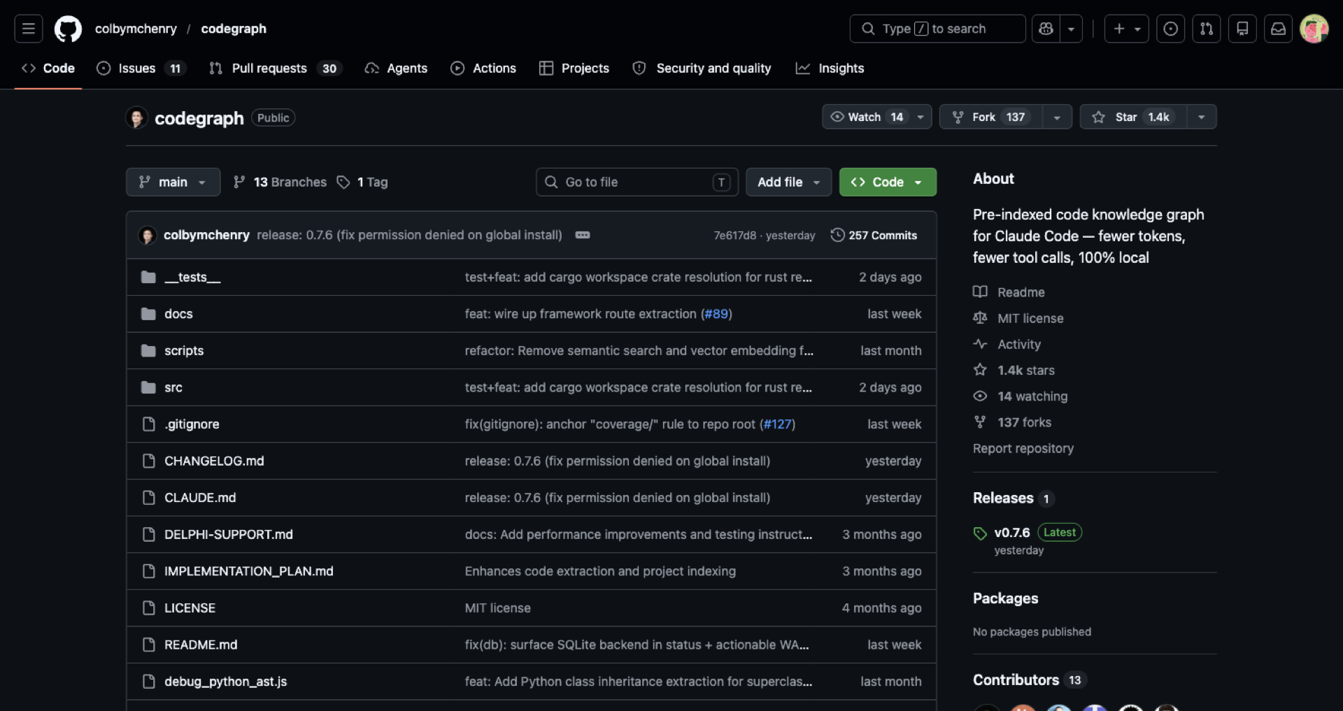 CodeGraph GitHub 项目