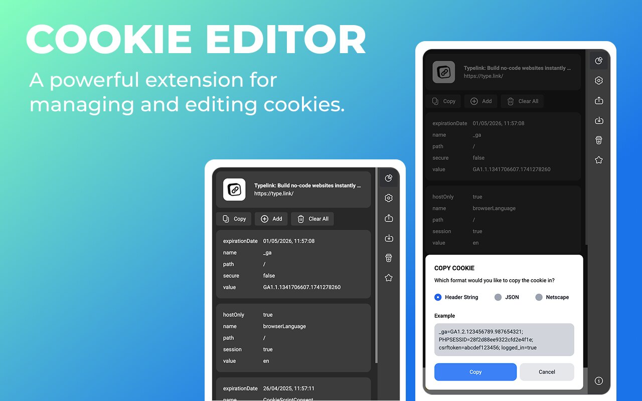 Cookie Editor 插件界面