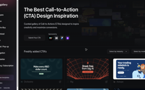 「CTA.gallery」专门收集转化按钮和行动号召设计灵感的网站