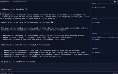 「DeepSeek TUI」终端里的 DeepSeek V4 Coding Agent：工具调用、子代理和 1M 上下文