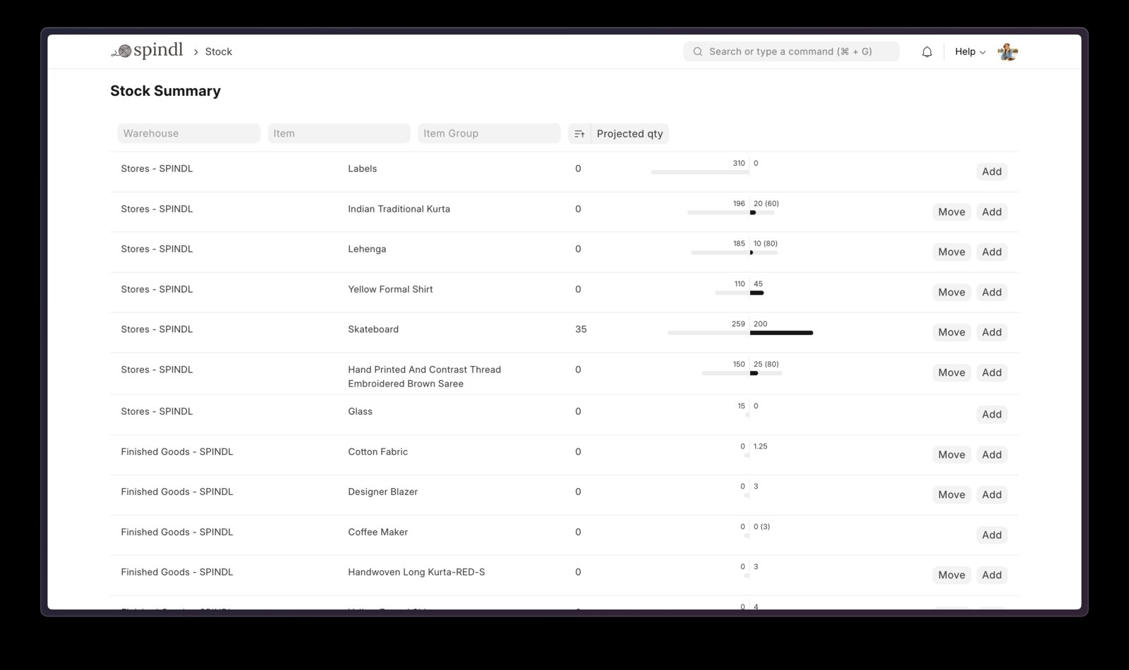 ERPNext 库存管理界面