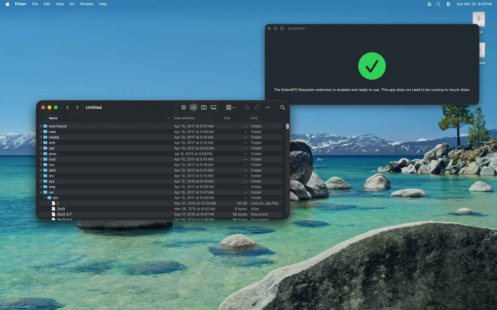 ExtendFS 在 macOS 上挂载 Linux 文件系统
