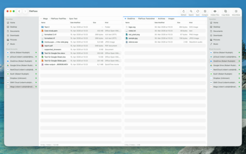 「FileFluss」macOS 双栏文件管理器：在本地硬盘和多云盘之间复制、同步、比较