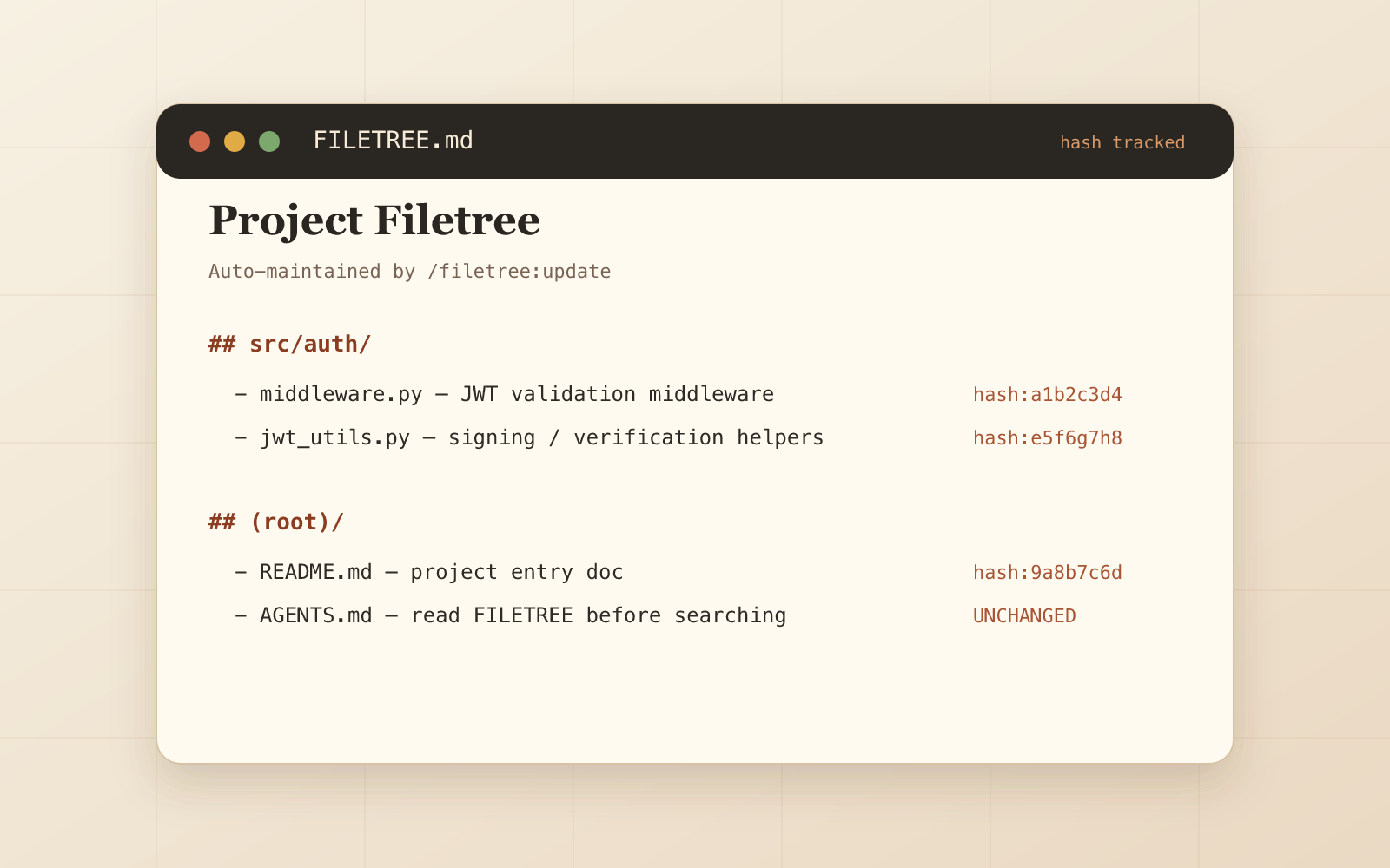 FILETREE.md 文件索引示意图