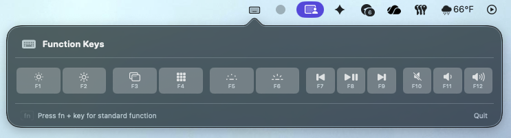 FnKeyboard macOS 菜单栏功能键面板