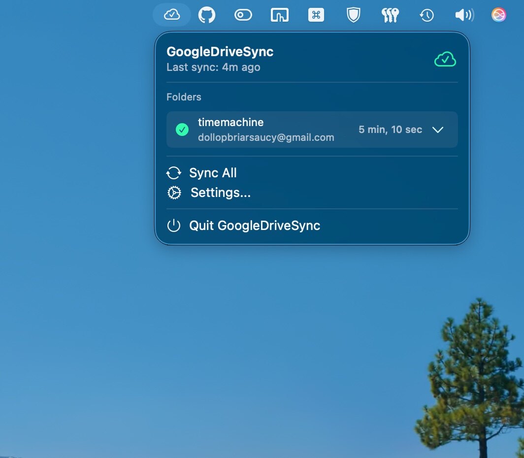 GoogleDriveSync 菜单栏同步界面