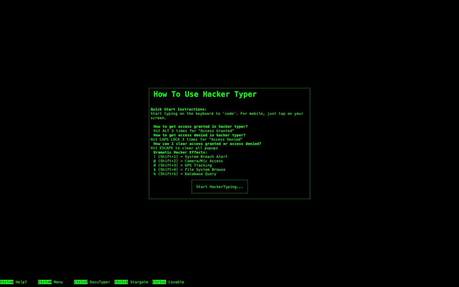 Hacker Typer 的复古终端界面