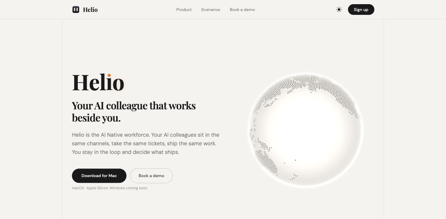 「Helio」把 AI 同事放进频道、任务和代码会话里的团队工作台