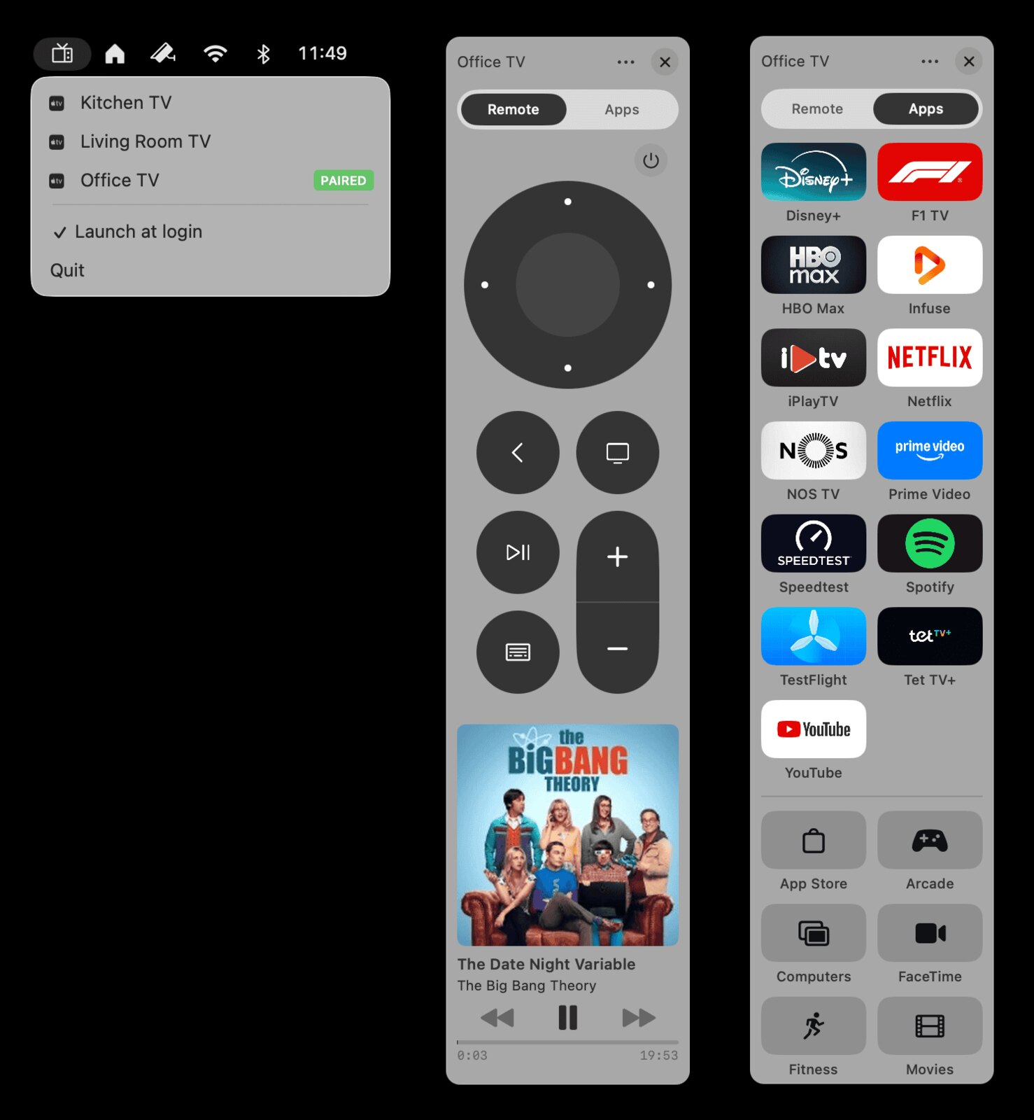 Itsytv macOS Apple TV 遥控器界面