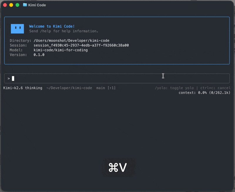 Kimi Code CLI 终端演示界面