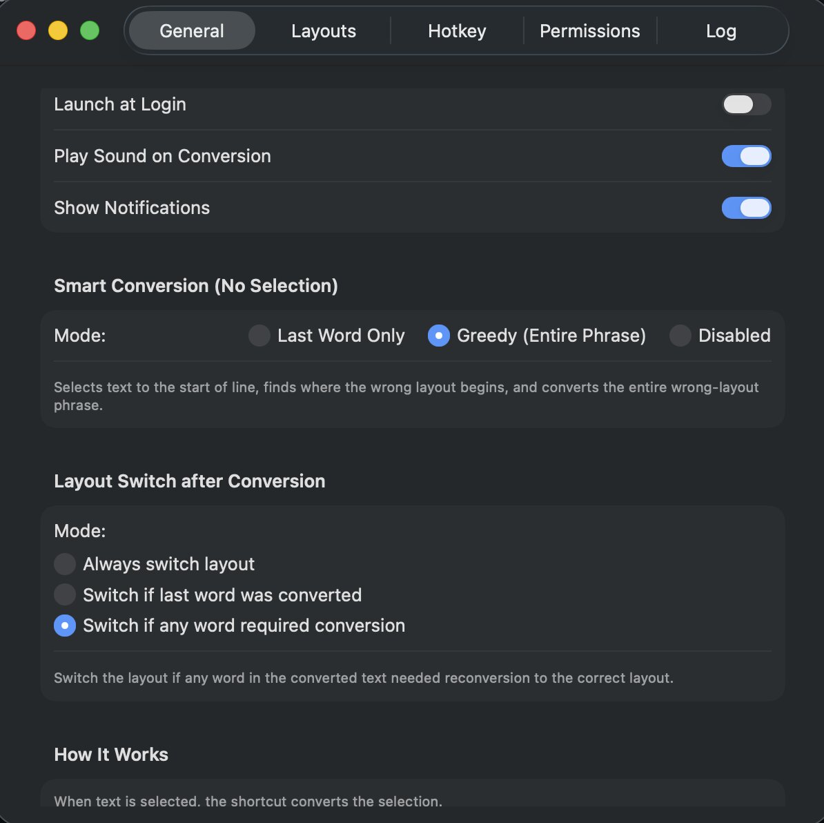 LangSwitcher macOS 设置界面