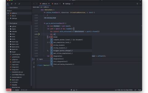 「Lapce」Rust 写的开源代码编辑器：原生 UI、远程开发、LSP 和 WASI 插件