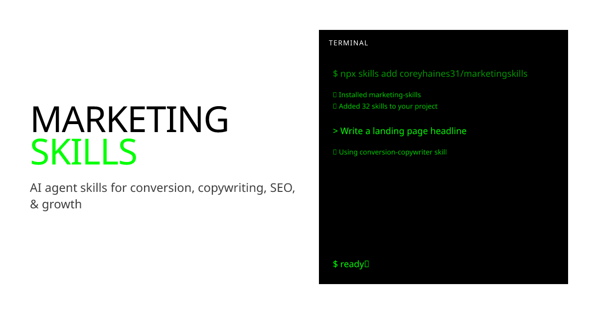 「Marketing Skills」给 AI Agent 装上一整套增长营销技能