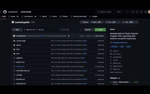「Marketing Skills」把 SEO、CRO、文案、增长和销售运营做成 AI Agent 技能包