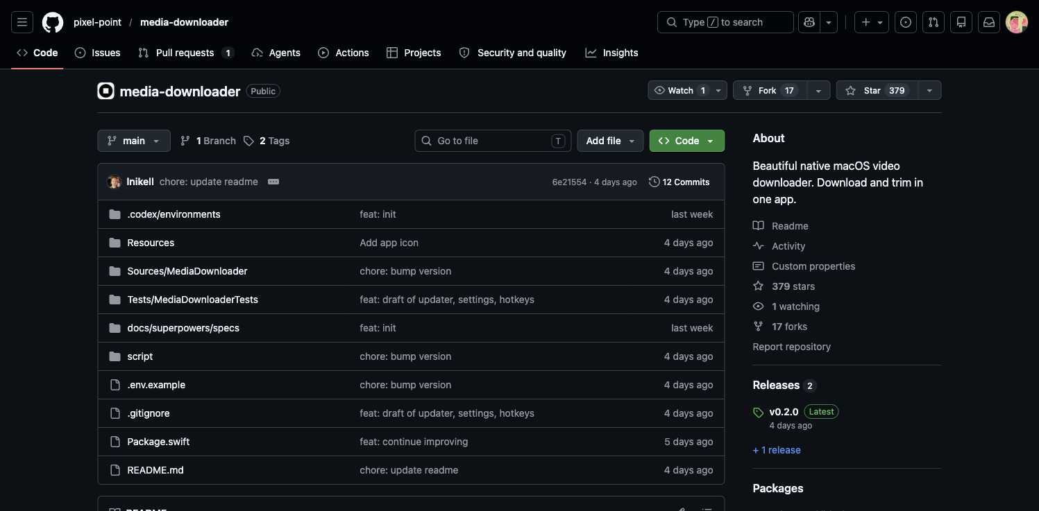 Media Downloader GitHub 项目页面