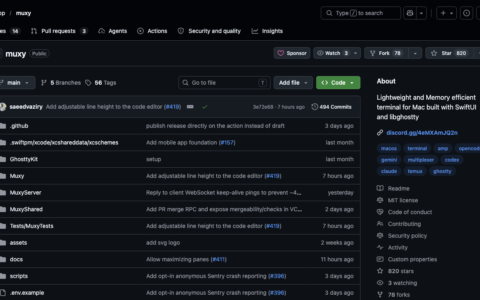「Muxy」轻量 Mac 终端：项目工作区、分屏、Git、文件树和 AI 用量追踪