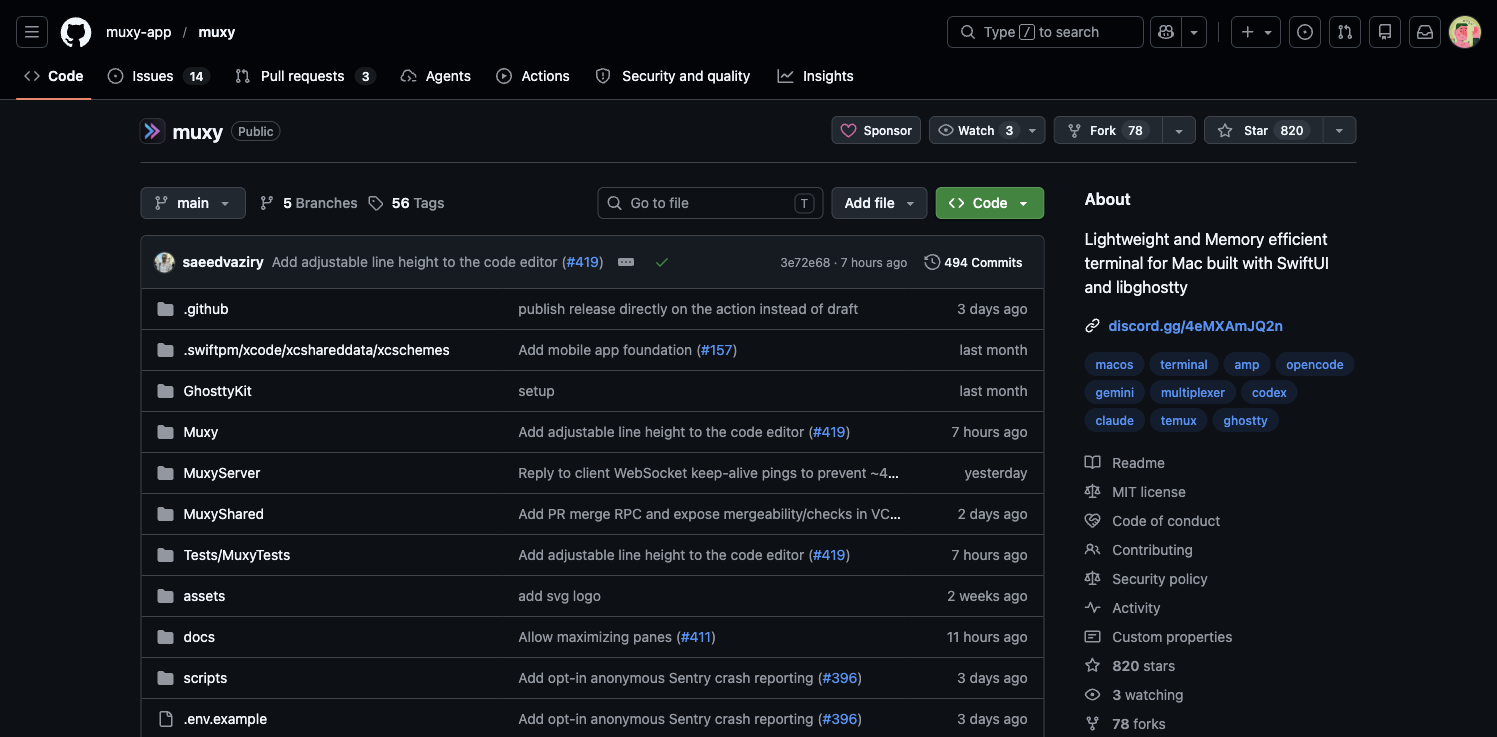 Muxy GitHub 项目页面