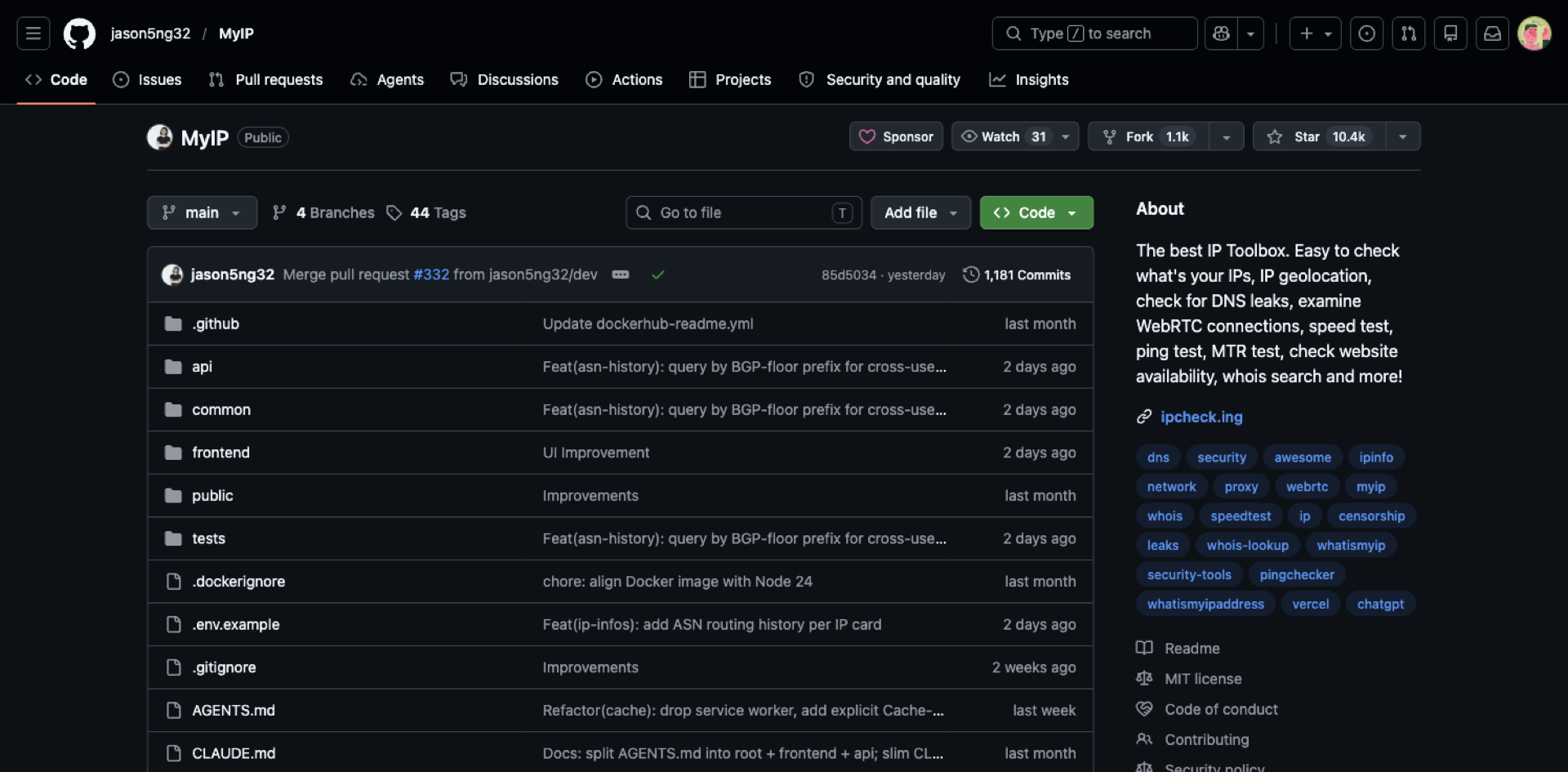 MyIP GitHub project