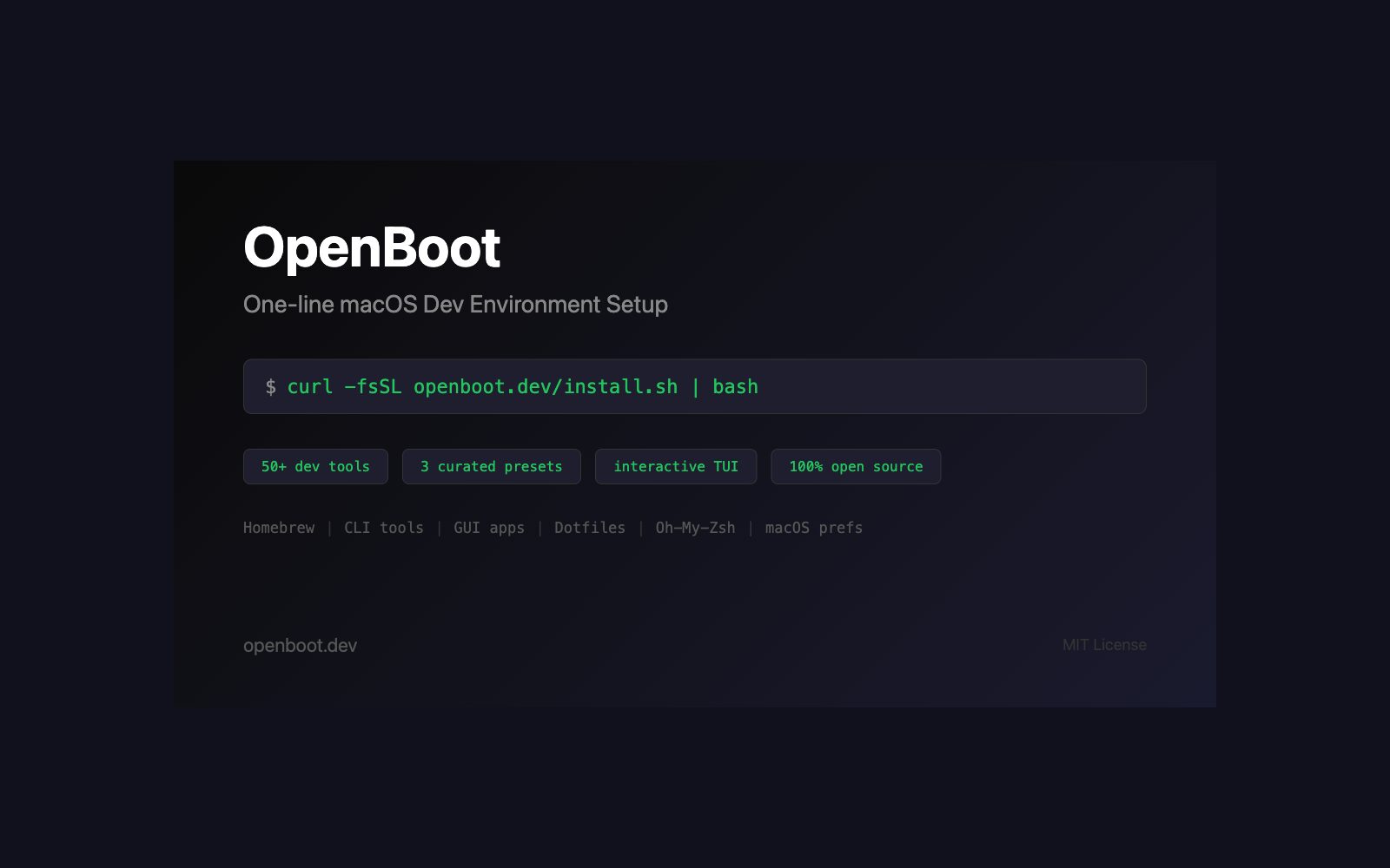「OpenBoot」开源 macOS 初始化工具：一条命令复刻开发环境、团队入职少折腾