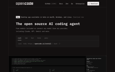 「opencode」开源 AI Coding Agent：终端、IDE、桌面端都能用