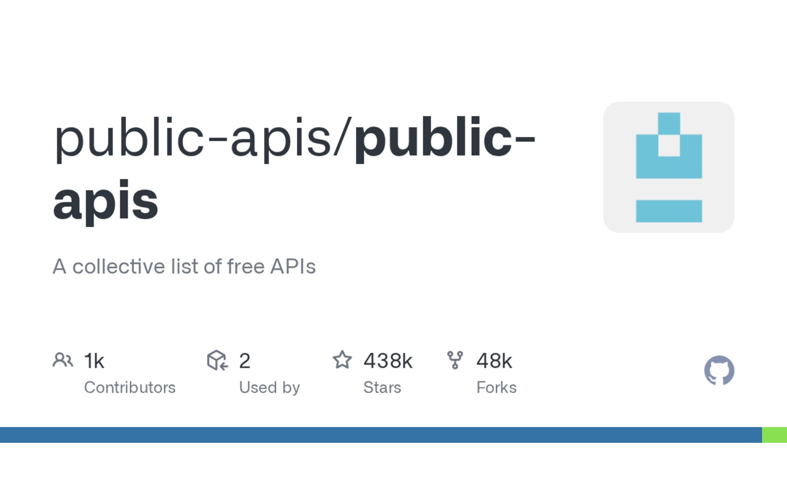 「public-apis」免费公开 API 索引：覆盖 40+ 类目、适合快速找数据接口