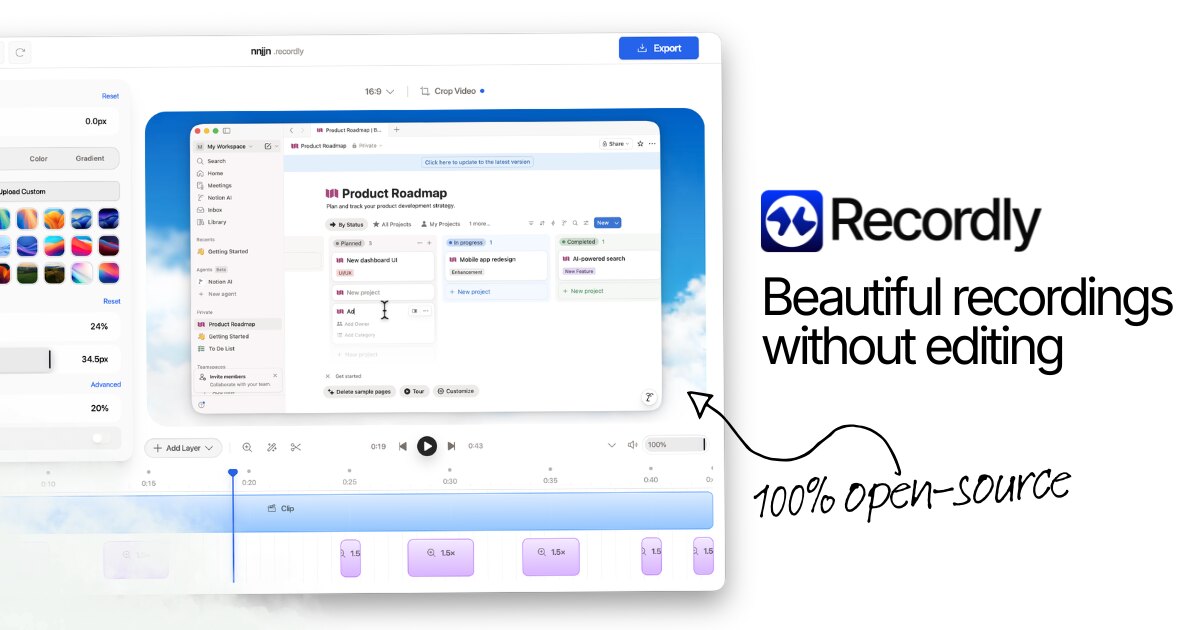 Recordly 开源演示视频录制和编辑工具