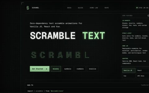 「Scrambl」零依赖文字扰动动画库：给网页标题、终端感 UI 和多语言文案加一点解码感