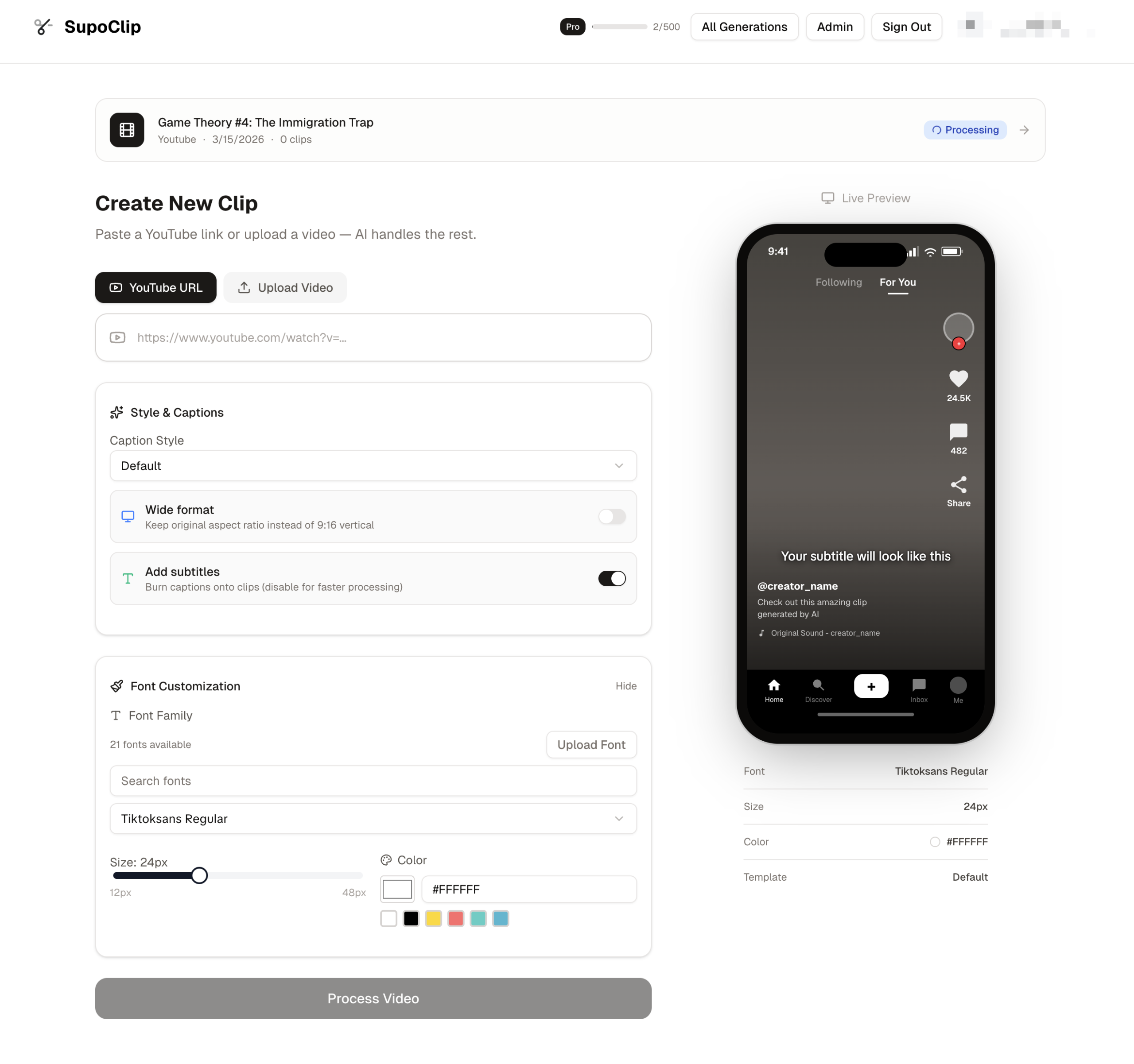 SupoClip open-source OpusClip alternative