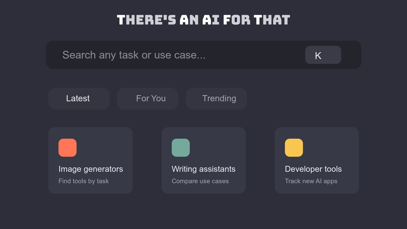 There’s An AI For That AI 工具搜索目录界面示意图