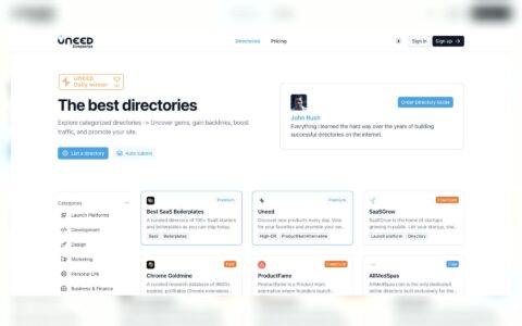 「Uneed Directories」推广目录站集合：找外链、发产品、给 side project 做冷启动