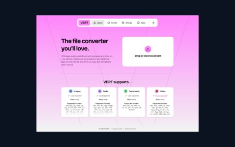 「VERT」开源本地文件转换器：用 WebAssembly 在浏览器里转换图片、音频和文档