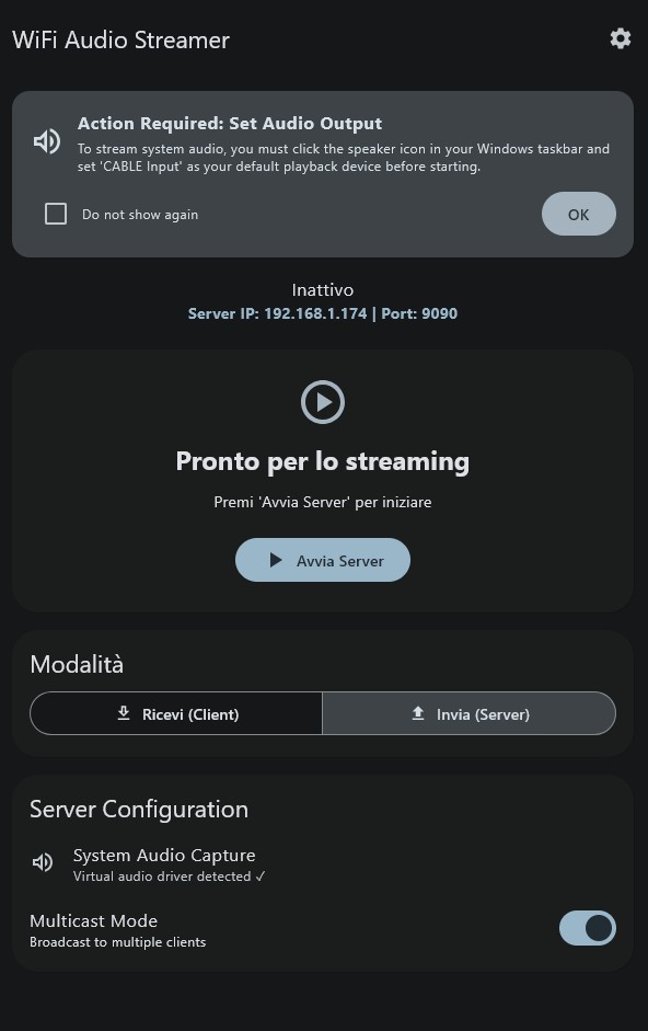 「WiFi Audio Streaming」把电脑音频通过局域网无线传到其他设备