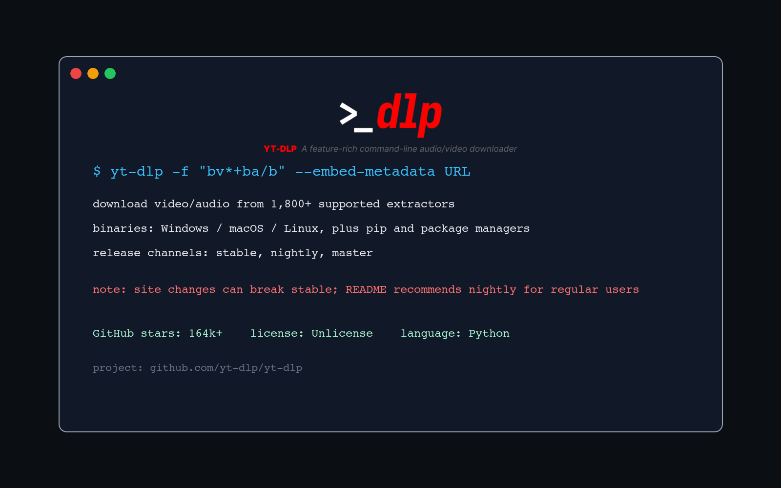 yt-dlp 命令行下载器概览