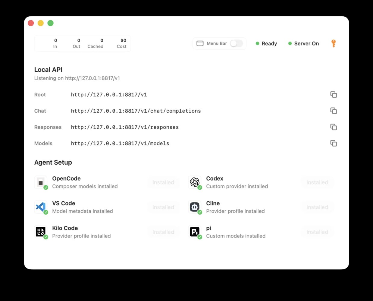 API for Cursor 应用界面