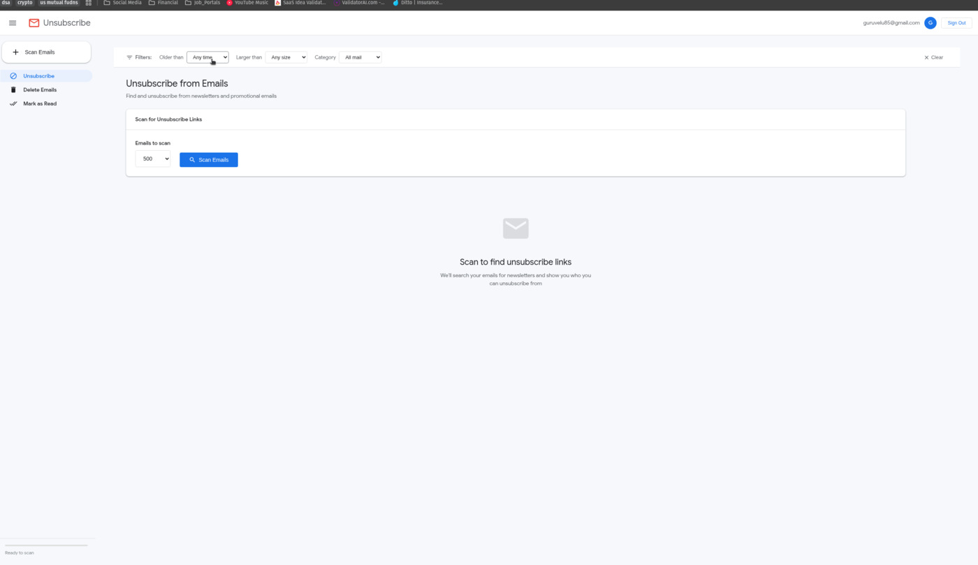 Gmail Cleaner 本地邮箱清理界面