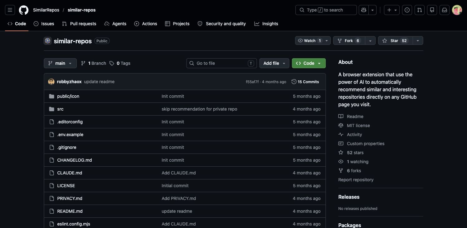 Similar Repos GitHub 项目页面截图