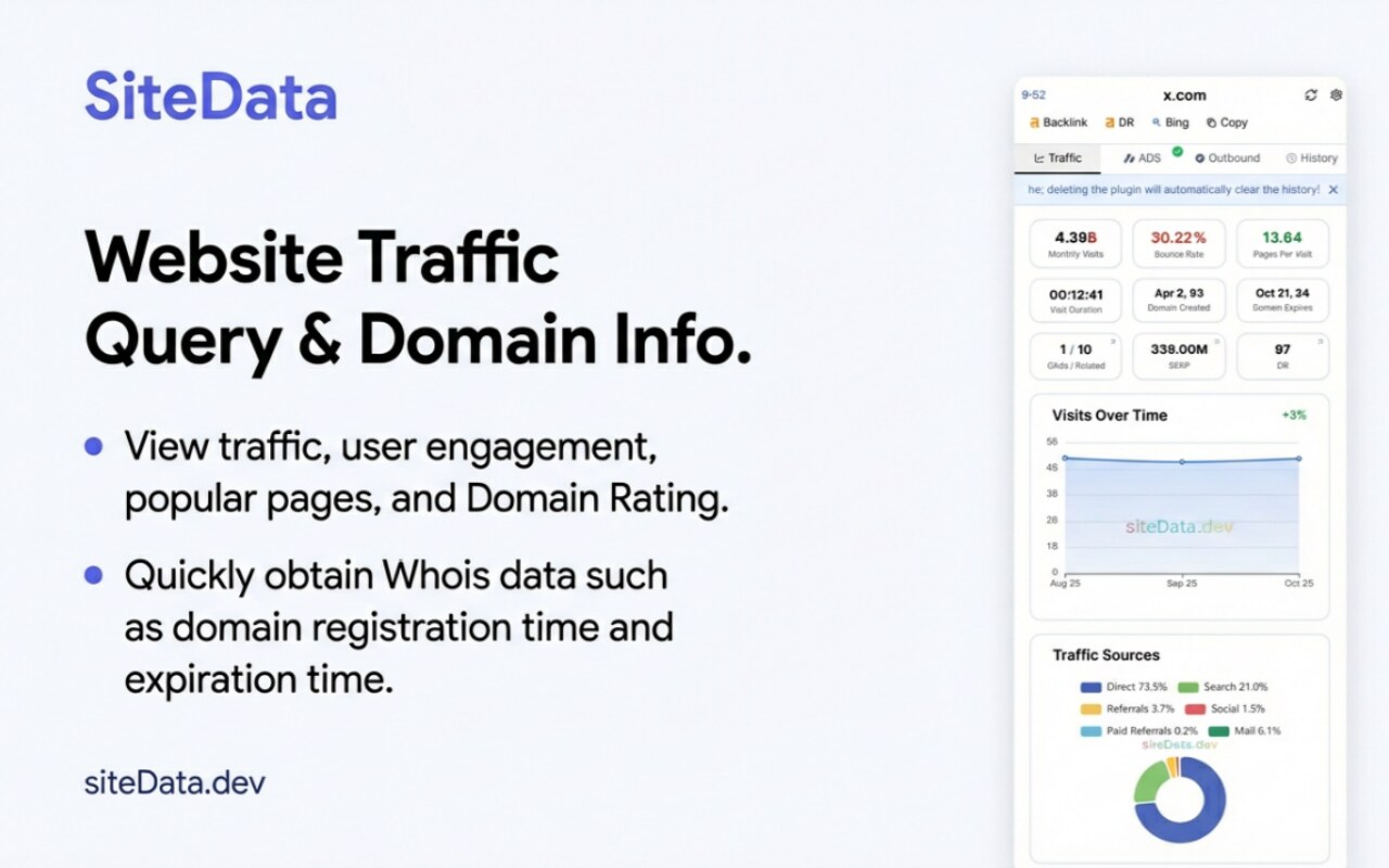 SiteData Chrome 扩展界面预览图